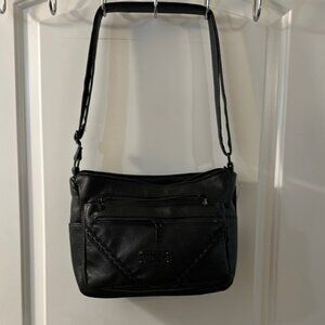 COPY - Classic leather Black Shoulder Bag with Adjustable Strap multipocket